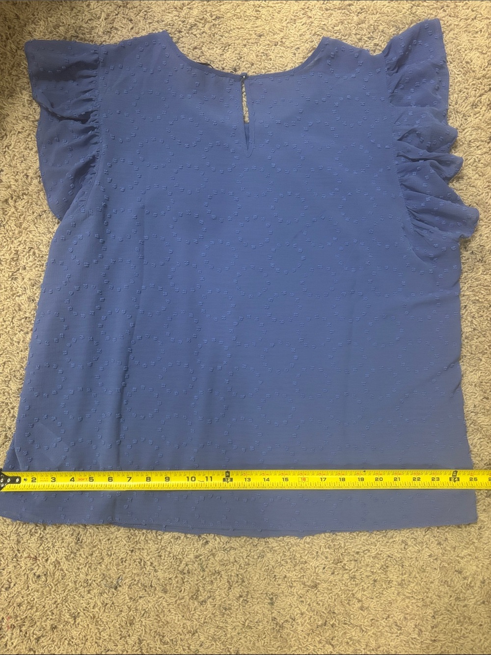 Zac & Rachel Blue Flutter Sleeve Swiss Dot Blouse - Picture 4 of 8